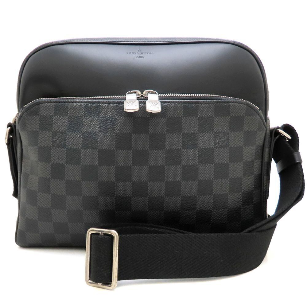 LOUIS VUITTON Damier Graphite Dayton PM N41408 Shoulder Bag, Gray/Black, Men'...